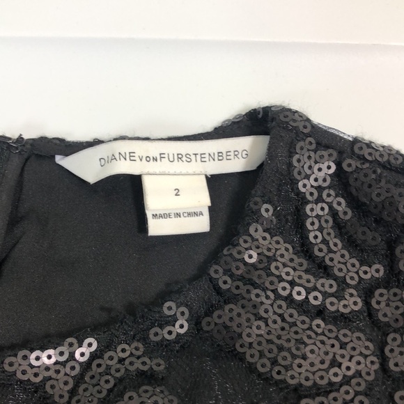 Diane Von Furstenberg Kaleb Embellished Sequin Dress‎ Black Size 2 - Picture 4 of 7